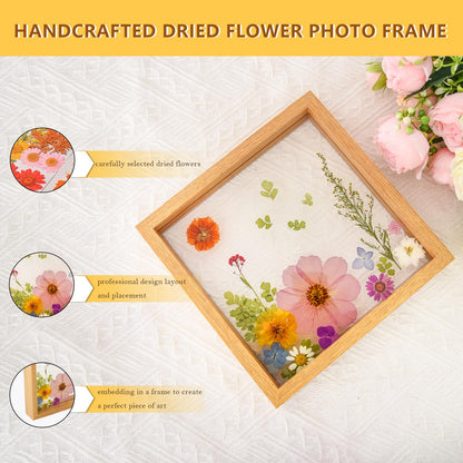 fanhuashijn Clear Pressed Flower Frame - Dried Flower Frame Adult Girls Night Crafts for Women Mother Gift (Pink, Medium)