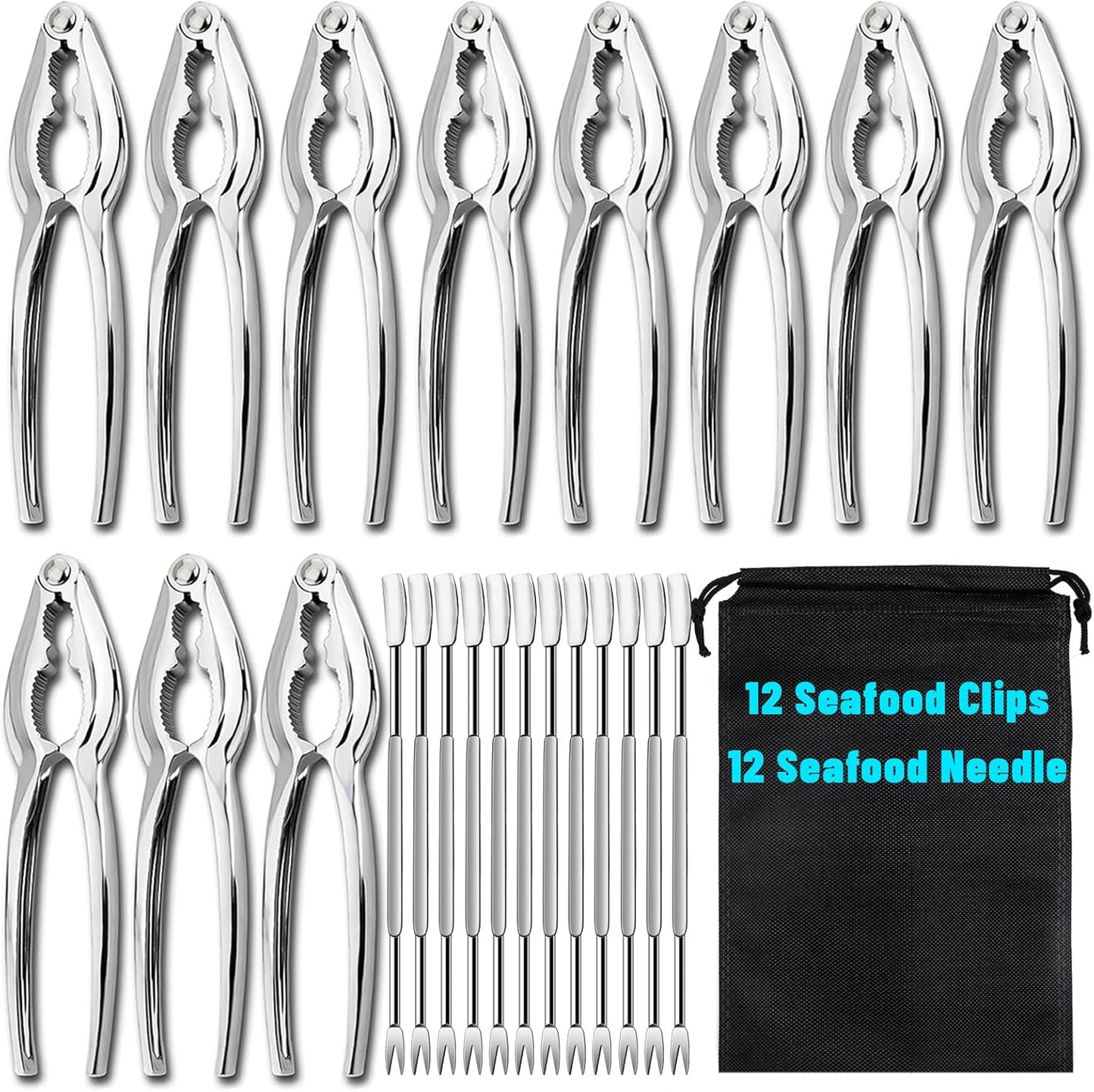24 Set Pcs Crab Crackers and Tools, Heavy Duty Nut Crackers Seafood Tools for Crab Legs - Crab Nut Lobster Crackers