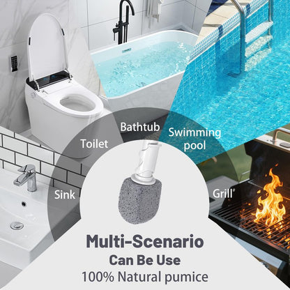 ENWARUTU Upgrade Pumice Stone Toilet Bowl Cleaner,Bathroom Cleaner Brush Toilet Wand Refills with 30CM Long Handle for Remove Hard Water Stains with 1 Wand+ Pumice Stones (5 Pack)