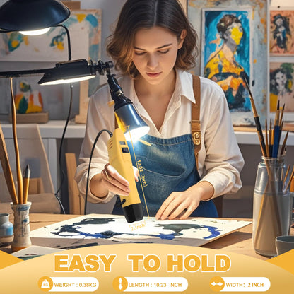 mofa Mini Variable Temp Heat Gun 350W 250℉~850℉(150℃- 450℃) Fast Heating,LCD Digital Display Hot Air Gun Tools with Reflector Nozzle&Tripod Overload Protection for Crafting,Embossing,Drying (Yellow)