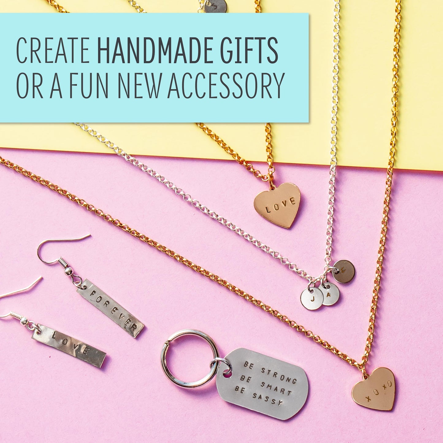 STMT D.I.Y. Hand Stamped , DIY Personalized Stamp Jewelry, Great Teenage Birthday Gift, Unique Handmade Jewelry & Name Plates, Bead Kits for Kids, Teens & Adults Ages 14+