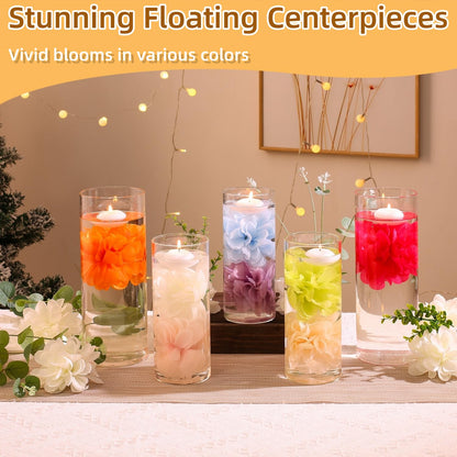 WPPNSY 24 Pcs Floating Candles for Centerpieces and Floating Flowers Artificial Flowers Head Vase Filler for Party Home Table Wedding Centerpieces Decoration (Pink)