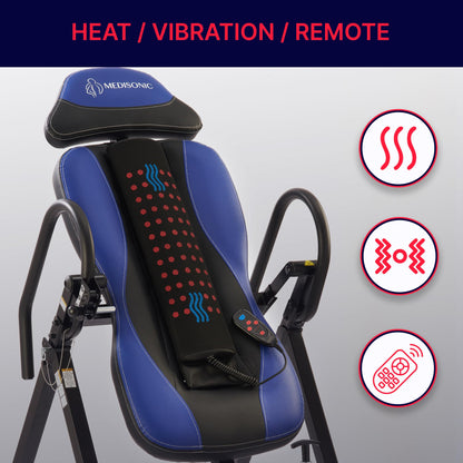 MediSonic Elite Inversion Table with Adjustable & Removable Lumbar Pad, Comfortable Ankle Security Cups, Multiple Inversion Angles, Heavy-Duty Frame, 300 lb Capacity, Blue