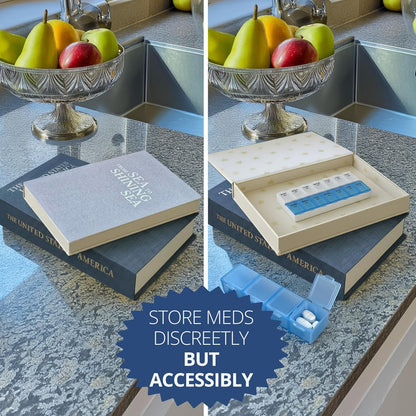 BRITTANY HILLS Set 2 Patriotic Decorative Books - of Beautiful Linen Book Boxes For Your Coffee Table, Bookshelf