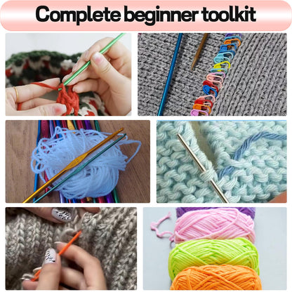 Crochet Kit for Beginners, 336Pcs Crochet Kits with 1500 Yards 30 Colors Yarn for Crocheting, 100Pcs Safety Eyes and Noses, knitting kit Accessories Include 30Pcs Crochet Hooks Waterproof Bag