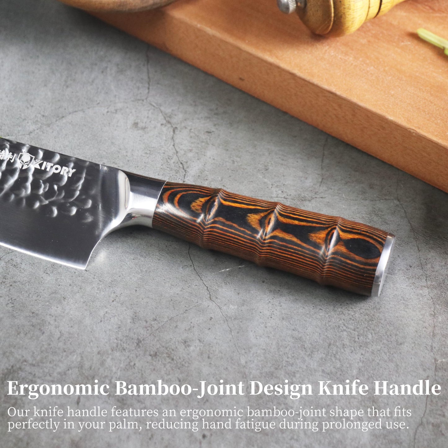 5.5" Santoku Knife, Pro Chefs Kitchen Knives, HC Stainless Steel, Hammered Ultra Sharp Blade, Bamboo Shape Handle Cooking Cutlery 2025 Gifts for Home & Restaurant
