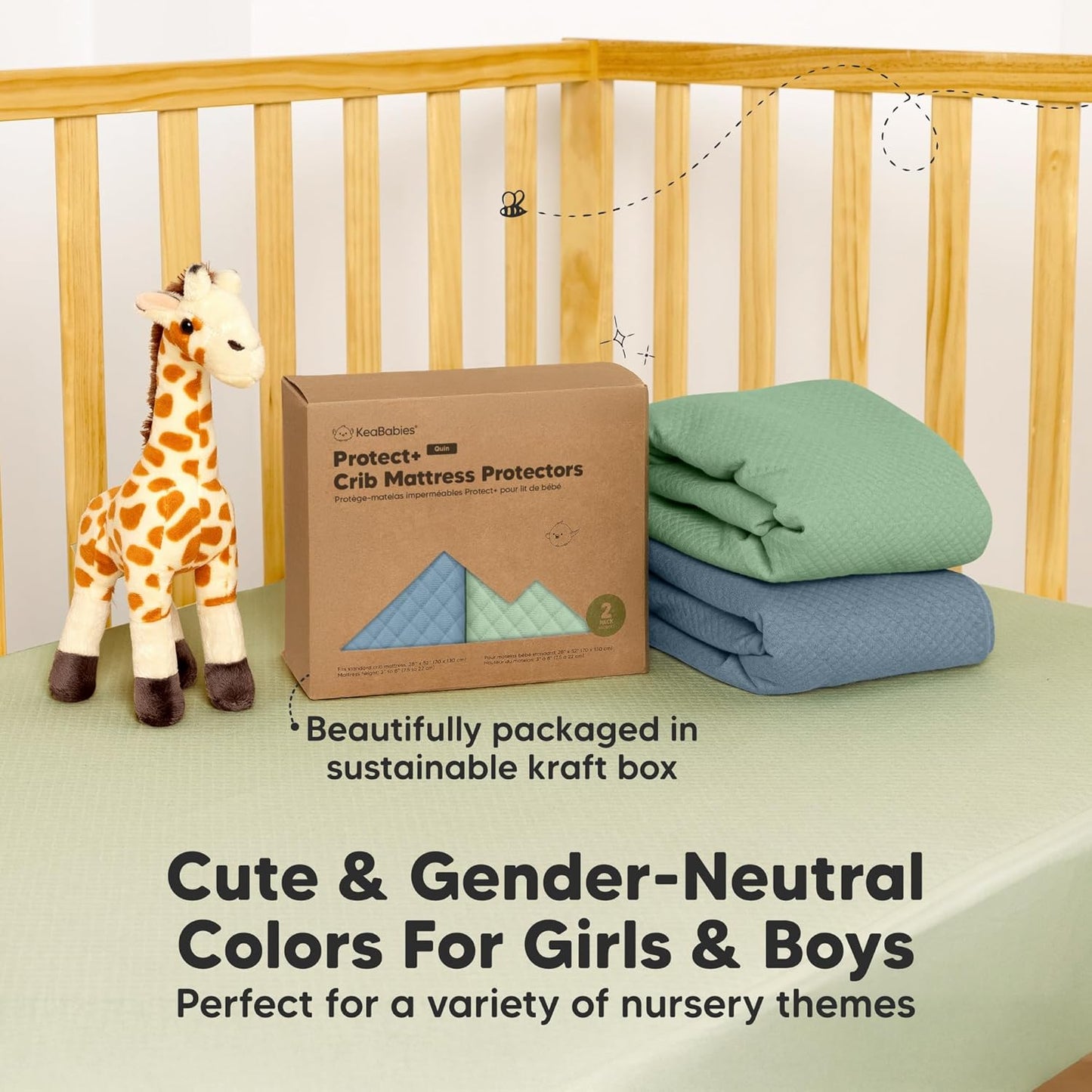 Skiennix Waterproof Crib Mattress Protector - Soft Quilted Cotton Pad, 52" x 28", Machine Washable, Easy Fit