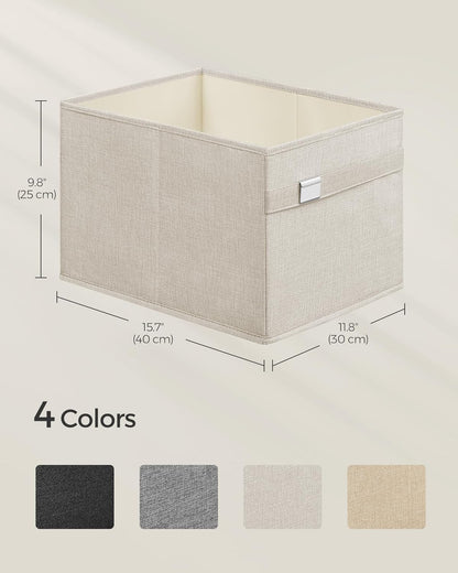 SONGMICS Storage Baskets, Set of 2 Extra Large 30L Fabric Storage Bins, 15.7 x 11.8 x 9.8 Inches, Cloud White