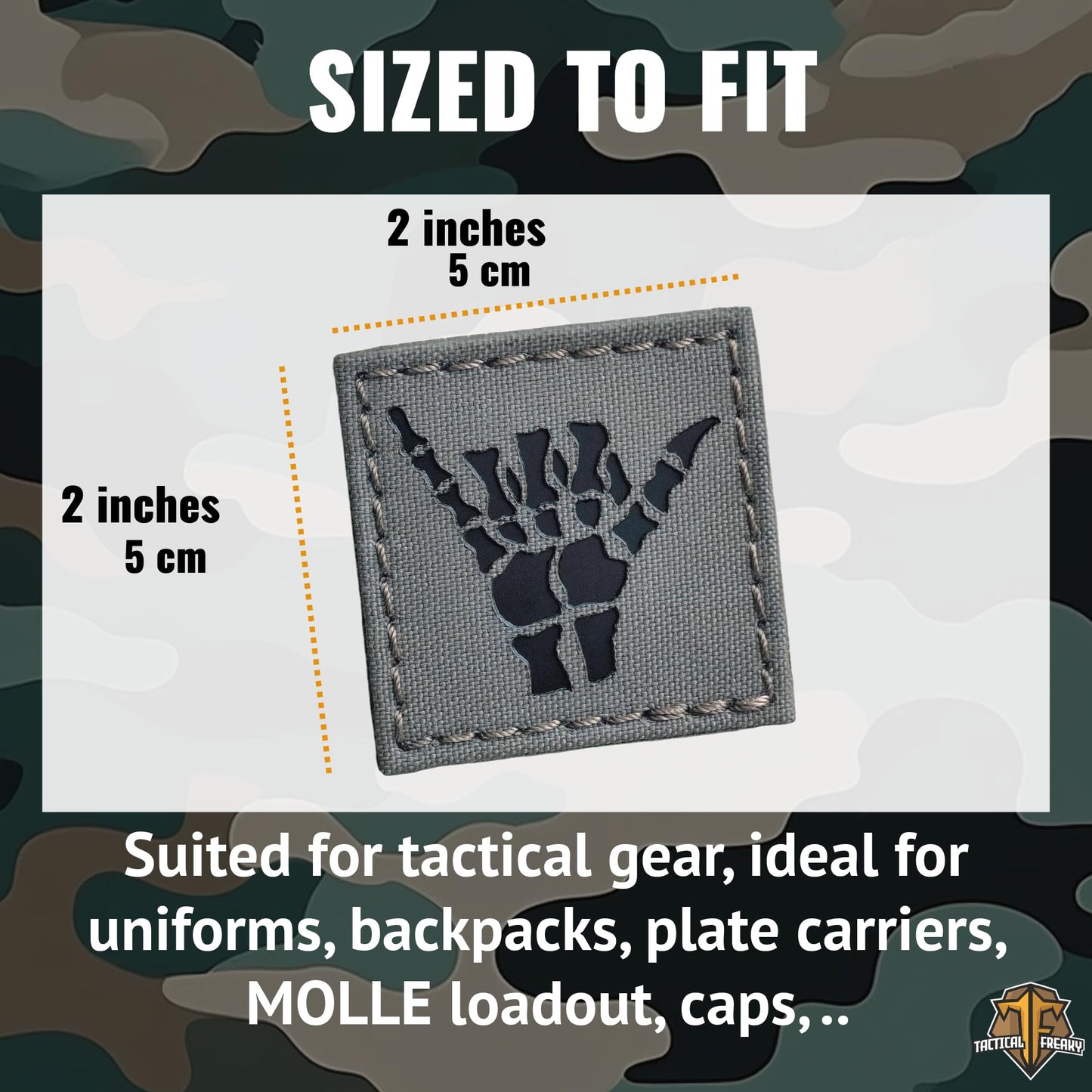 Shaka Hang Loose Skeleton Bones Compatible with Velcro, Surfer Funny Morale Laser-Cut Patches for Backpacks, Caps, Plate-Carrier (Ranger Green Solid Black)
