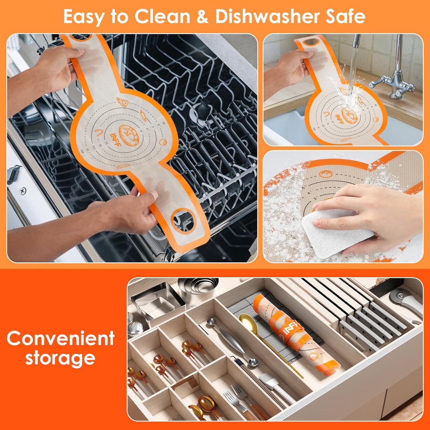 Silicone Bread Sling for Dutch Oven, 2 Pack Non-Stick Baking Mats with Brush and Storage Band, Reusable for Sourdough