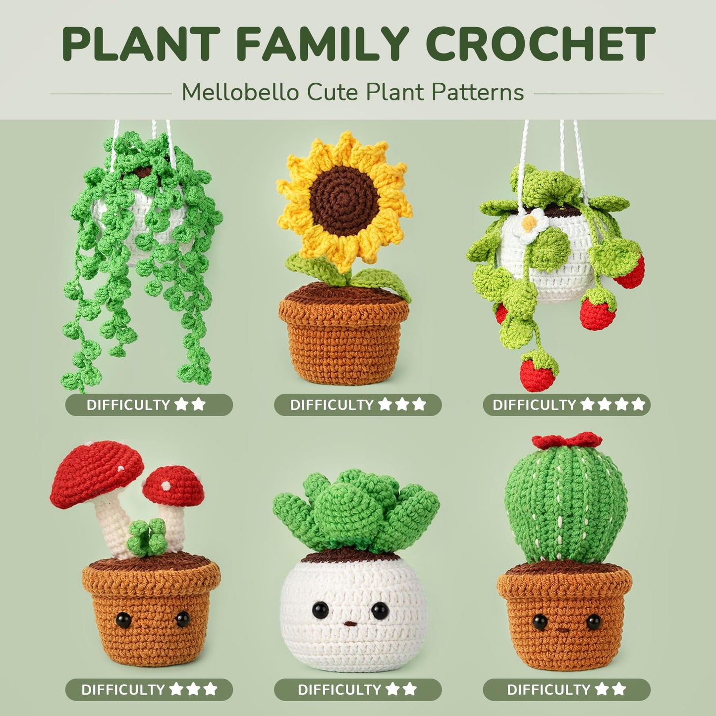 Crochet Kits for Adults - Beginner Crochet Kit for Adults with Video Tutorials - Crochet Plant Kit Flower Succulent Cactus - Easy to Learn Starter Amigurumi Knitting Crafts Hobbies Gifts for Women