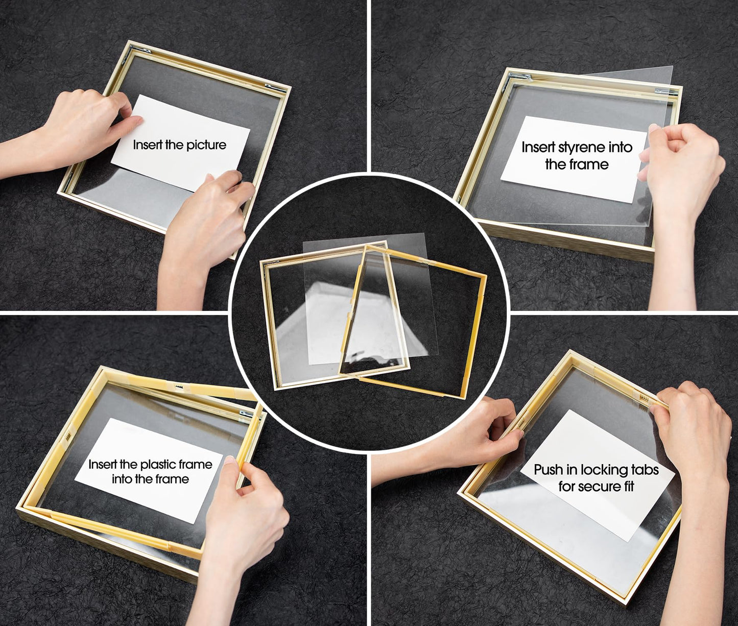 Frametory, 8x10 Floating Picture Frame - Metal Photo Frame - Real Glass - for Wall Mount or Tabletop Displays (Gold, 2 Pack)