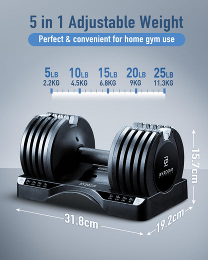 BYZOOM FITNESS 25lb Adjustable Dumbbell & Dumbbell Stand Set