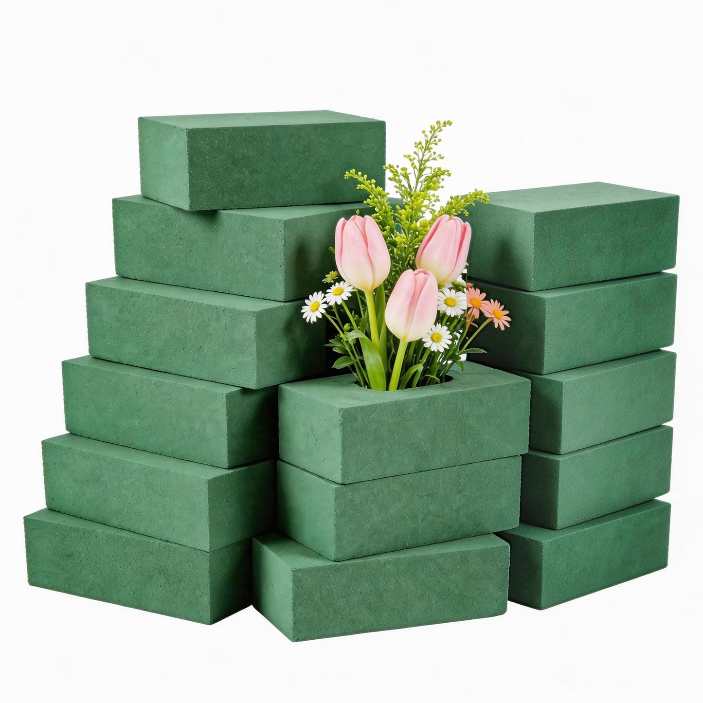 Joanolga 18 Packs Floral Foam Blocks, (7.8” L x 3.5” W x 2.4” H), Dry and Wet Green Flower Foam Block for Fresh & Artificial Flowers, Arrangements, Wedding, Birthdays, Garden Decorations
