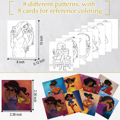 Cholemy 36 Pcs Paint and Sip Kit for Adults 8''x10'' Pre Drawn Canvas for Painting DIY Afro Acrylic Painting Kit Wood Easel Brushes Date Night Bulk for Father's Day Party Gifts(Charming Lady)