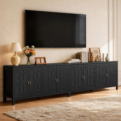 RoyalCraft Buffet Cabinet with Storage, 60" W Modern Coffee Bar Sideboard with 4 Doors & Adjustable Shelves, Painted Wooden Credenza for Dining Room, Kitchen, Living Room, Entryway, Black