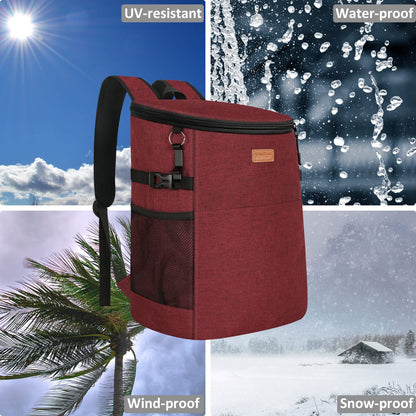 Camping Cooler Backpack 30 Cans, Soft Backpack Coolers Insulated Leak Proof Travel Cooler Bag Waterproof Lunch Picnic Beach Work Trip Thermal Bag Drink Beverage Beer Cooler Wine