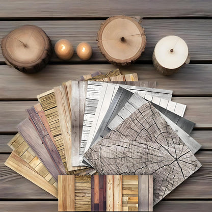 VIVIQUEN 24 Pack Brown Wood Textures Scrapbook Paper, 12x12 Inch Wood Floor Single-Sided Specialty Craft Paper Folded Flat for DIY Background Cards Art Photo Album Decor Junk Journals Decoration