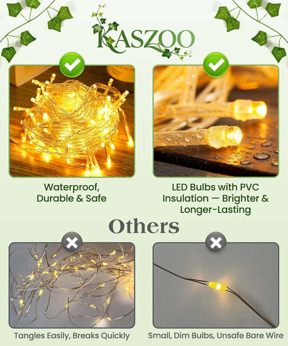 24Pack 82 inch, 160 KASZOO / Each Artificial Ivy Garland Fake Plants with LED String Light, Green for Wedding Party