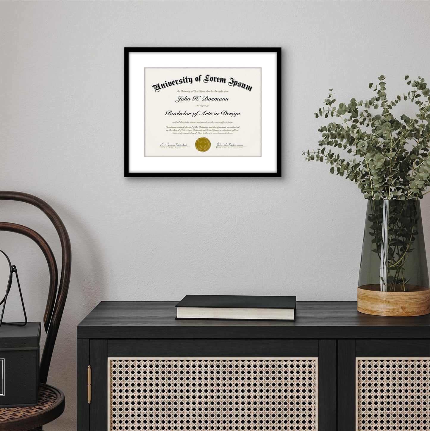 Americanflat 11.5x14 Diploma Frame with Shatter-Resistant Glass - Use as 8.5x11 Frame with Mat or Display 11.5x14 Document Without Mat - Legacy Collection - Certificate Frames for Wall - Black