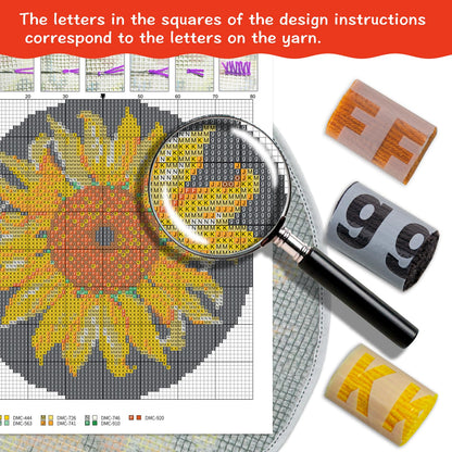 MIAOLLUN Latch Hook Rug Kit, Sunflower Pattern Printed Canvas DIY Rug Crochet Yarn Kits, Embroidery Decoration 20.4" X 20.4" (52 * 52cm)