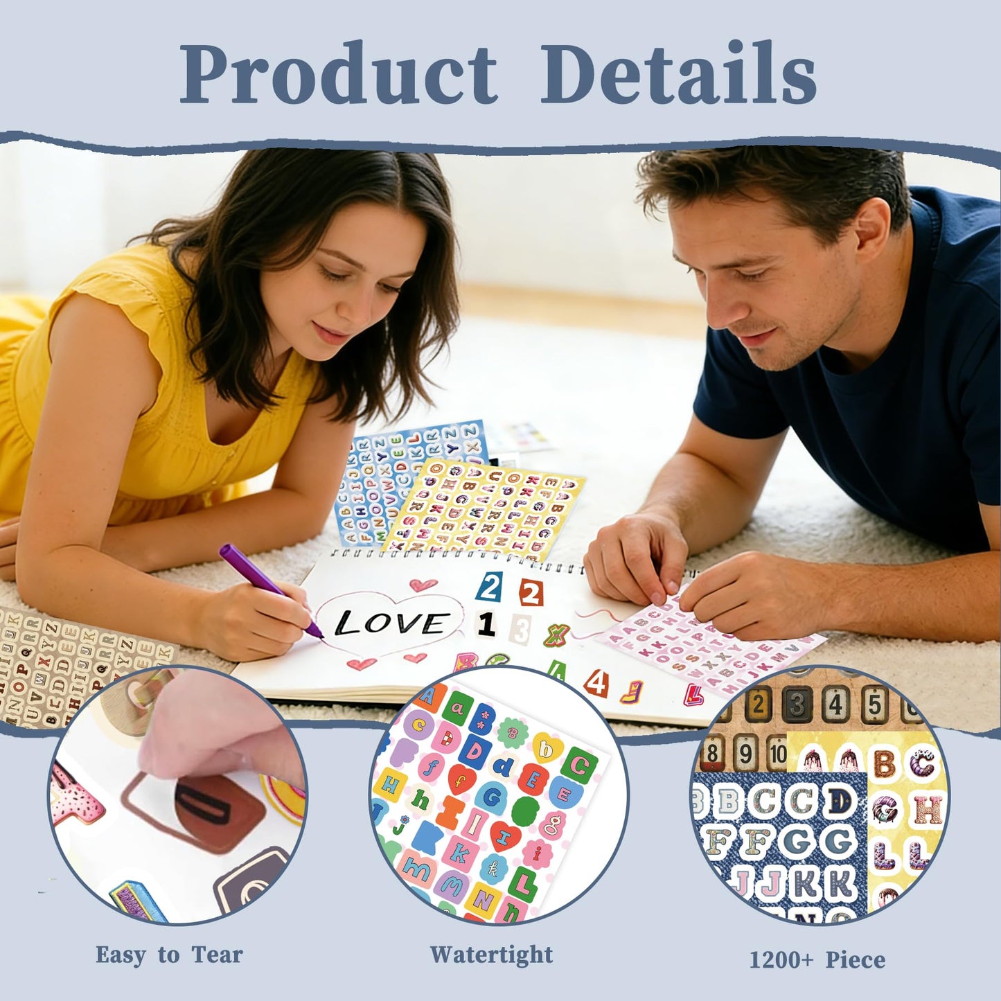 3000+ Pcs Alphabet & Number Letter Stickers for Scrapbooking & Journaling, Vinyl Adhesive Sticker Letters for Scrapbook Supplies, DIY Crafts, Decorative Projects & Personalization