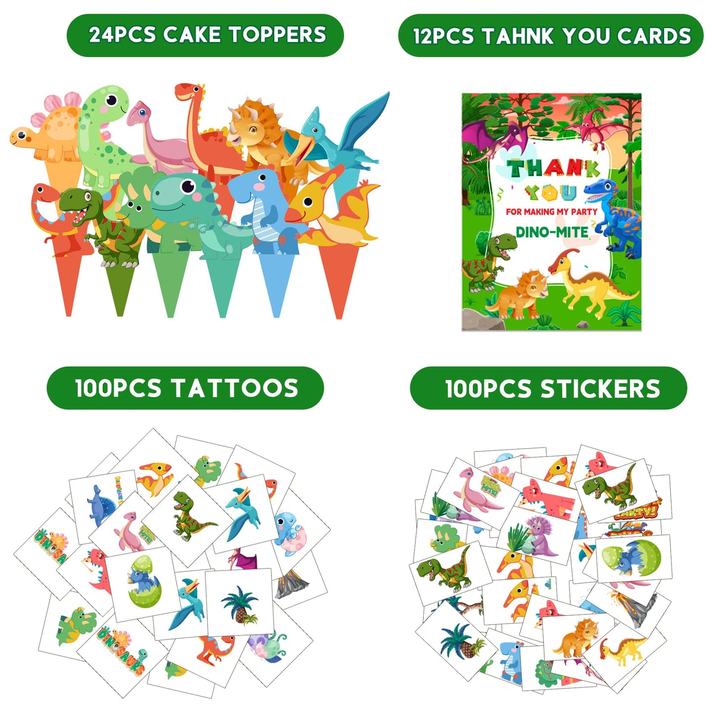 PLOUGVI 320PCS Dinosaur Birthday Party Decorations Favors Supplies, Dino Goodie Bags Fillers Stuffers for Kids Birthday Gifts