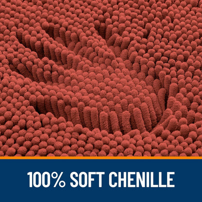 OLANLY Bathroom Runner Rugs - Soft Absorbent Chenille Bath Mats | Quick Dry, Machine Washable, 59x24, Rustic Terracotta