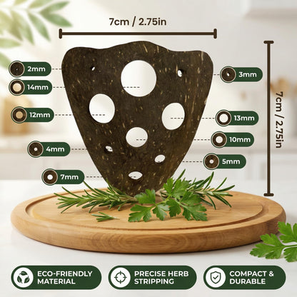 All-Natural Herb Stripper Tool for Fresh Herbs | 9-Hole Kale, Rosemary and Thyme Peeler | Eco-Friendly Kitchen Gadget | Metal & Plastic Free Herb Stripping Tool for Cilantro, Basil, Chard & More