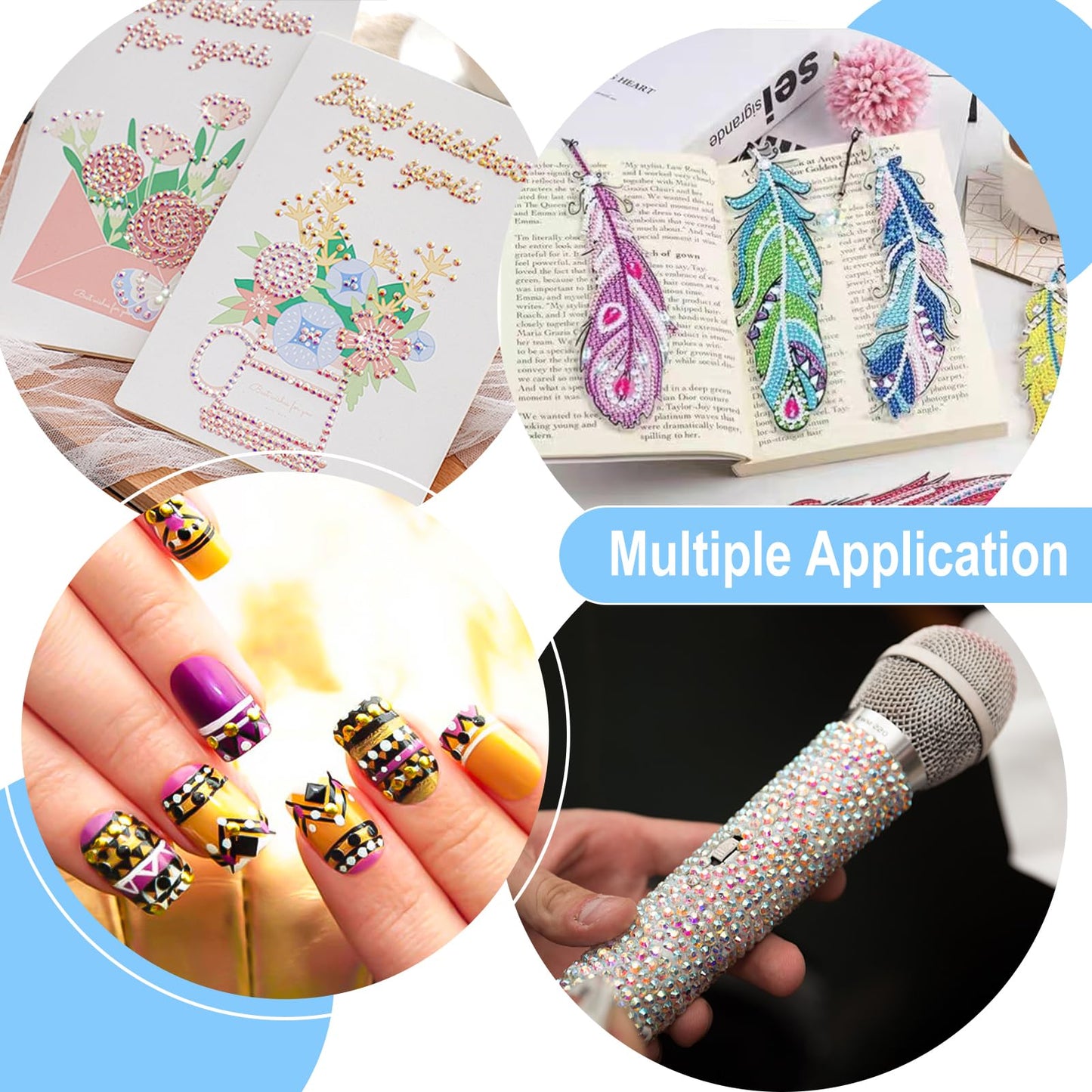 22PCS DIY Diamond Art Pen Painting Tool Set - Metal Threaded Tip Accessories Gem Resin Dotting Pen Supplies Kit (Blue Pen + 12 Tips + 9 Dotting Clay)