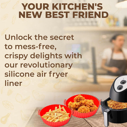 TEMBLE Air Fryer Silicone Liners - Round 2 Pack 8.6 Inch Reusable Air Fryer Liners for 4-7 QT Baking Tray
