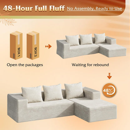 WLIVE 35'' Boneless Chair for Living Room, Bean Bag Chair for Adults, with Pillows, Comfortable Floor Chair, Beige, Single