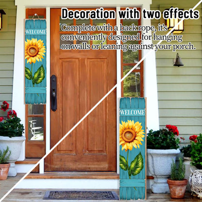 PEROUU Sunflower Welcome Wooden Sign,Spring Rustic Porch Sign for Front Door Decorations, Front Porch Decor Home Hanging Signs Wall Sign 31.5" H
