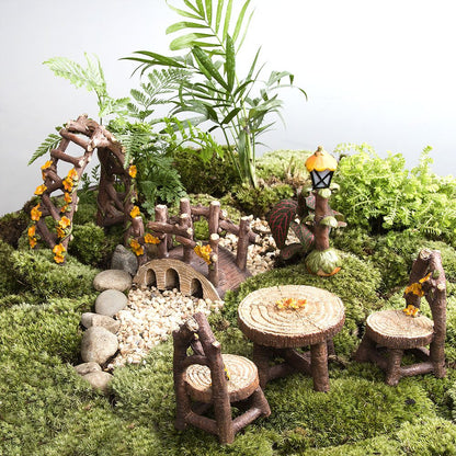 Fairy Garden Accessories, LATTOOK 8PCS Miniature Table and Chairs Set Fairy Garden Furniture Ornaments Kit for Home Outdoor Micro Landscape Decoration