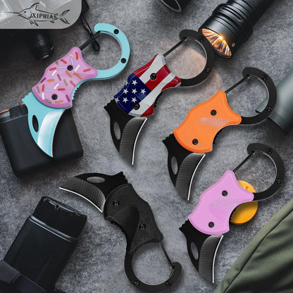 Father's Day, Mother's Day, Easter, Memorial Day, Birthday Gifts for Him/Her/Men/Women, Orange Keychain Pocket Knife with Safety Lock, Carabiner - Compact EDC Tool for Daily Use, Gifts for Father/Mother/Boyfriend/Girlfriend/Husband/Wife (Gift Box)