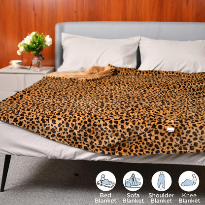 MERRYLIFE Heated Blanket Cozy Soft Electric Blanket with 4 Heating Levels&8 Hours Auto Off Overheat Protection Machine Washable UL&FCC Certification Use for Home Couch (Cheetah,50" 60")
