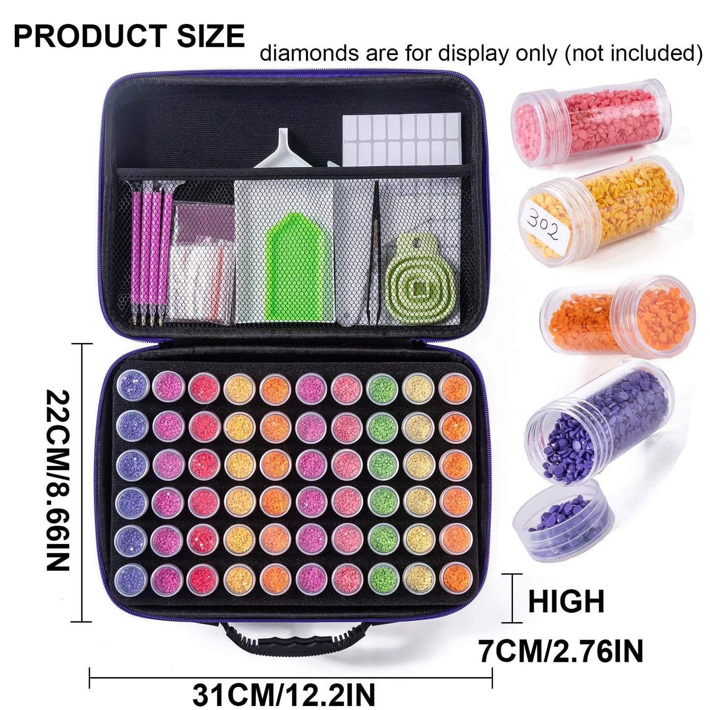 ZYNYXY 60 Slots Diamond Art Storage Container with Diamond Art Accessories and Tools, Portable Bead Storage Boxes for Diamond Painting Kits