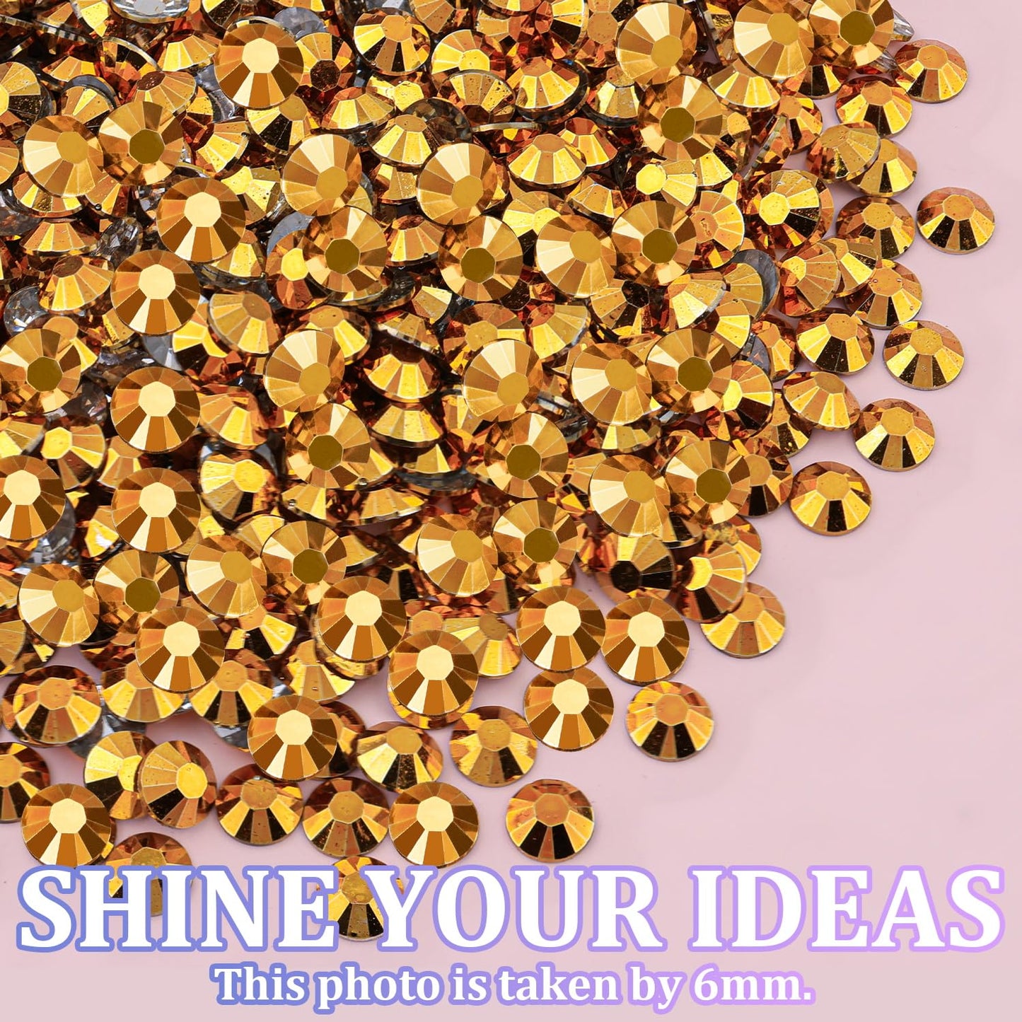 30000Pcs Mine Gold Rhinestones for Bedazzling with B7000 Jewelry Glue, Bedazzler Kit Flatback Gems, Resin Rhinestones for Crafting Crafts Clothing Shoes Fabric Nail Art Assorted Size 2/3/4/5/6mm