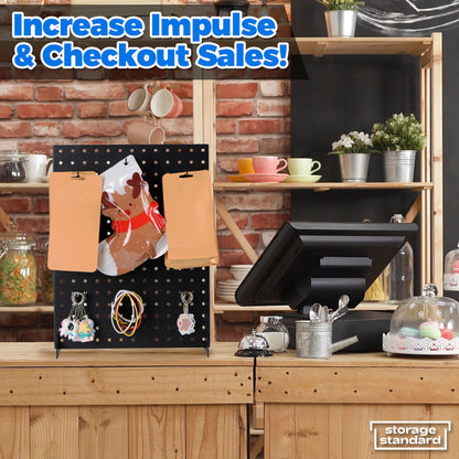 Pegboard Display Stand With 12 Peg Hooks for Retail Craft Shows & Fairs - Metal Product Merchandise Display Rack for Selling Accessories, Display Stands for Boutique, Stores, Vendors & Events