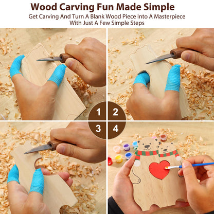 Wood Carving Whittling Knife Kit - Wood Carving Tools with Basswood Blocks Woodworking Widdle Gift Wood Carving Knife Set for Beginners Adults Kids