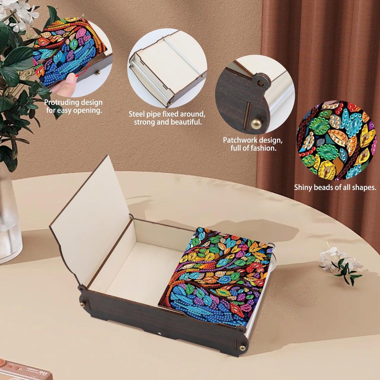 Tontut Diamond Painting kit Storage Box, Tree DIY Multifunctional Handmade Storage Box for Home Holiday Gifts