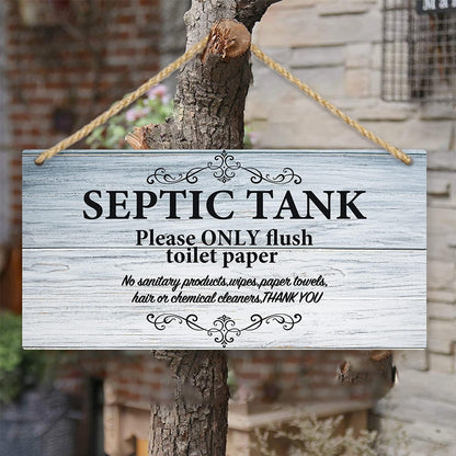 TOARTI Bathroom Quote Wood Sign, 12.5x25cm, Hanging Wall Art for Septic Tank Toilet Notes