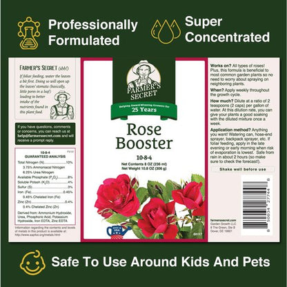 Farmer's Secret Rose Booster Fertilizer - Super Concentrated Formula for Healthy Growth | 8oz