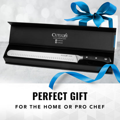 Cutluxe Brisket Knife – 12" Carving & Slicing Knife for Meat & BBQ – Razor Sharp German Steel, Sheath Included, Ergonomic Full Tang Handle Design, Fathers Day Gift For Dad – Artisan Series