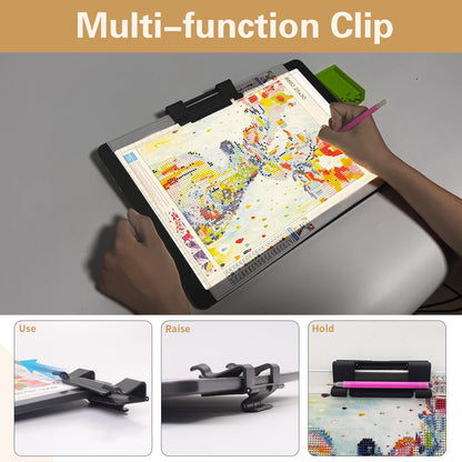YINGWOND 9000LUX A4 Rechargeable Tracing Light Box with Padded Case,Wireless Diamond Art Light Board,Side Physical Buttons and Magnetic Portable Light Pad for Diamond Painting,Drawing,Sketching