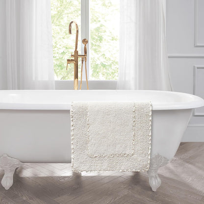 Laura Ashley Ruffle Cotton Bath Rug Set, 2-Piece, Ivory