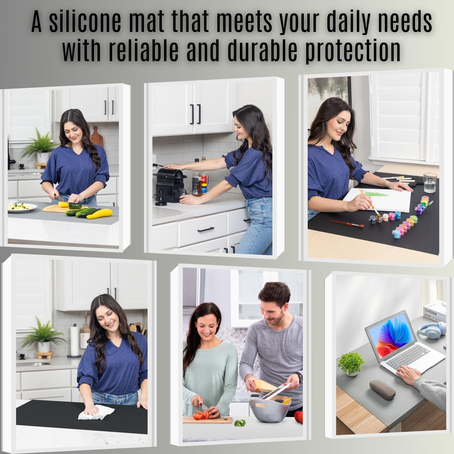 Extra Large Silicone Mats for Crafts with "Edge Protection" – Silicone Table Mat – Multipurpose Heat Resistant Silicone Mat – No Folds or Wrinkles – 1.4mm Thick, 36"x24", Black