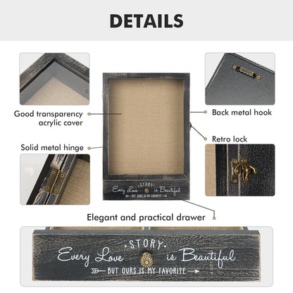 AW BRIDAL 11X16 Large Shadow Box Picture Frames Deep Shadow Boxes Display Cases with Removable Shelves and Drawers, Black Wooden Memory Boxes for Keepsakes with Slot Ideas