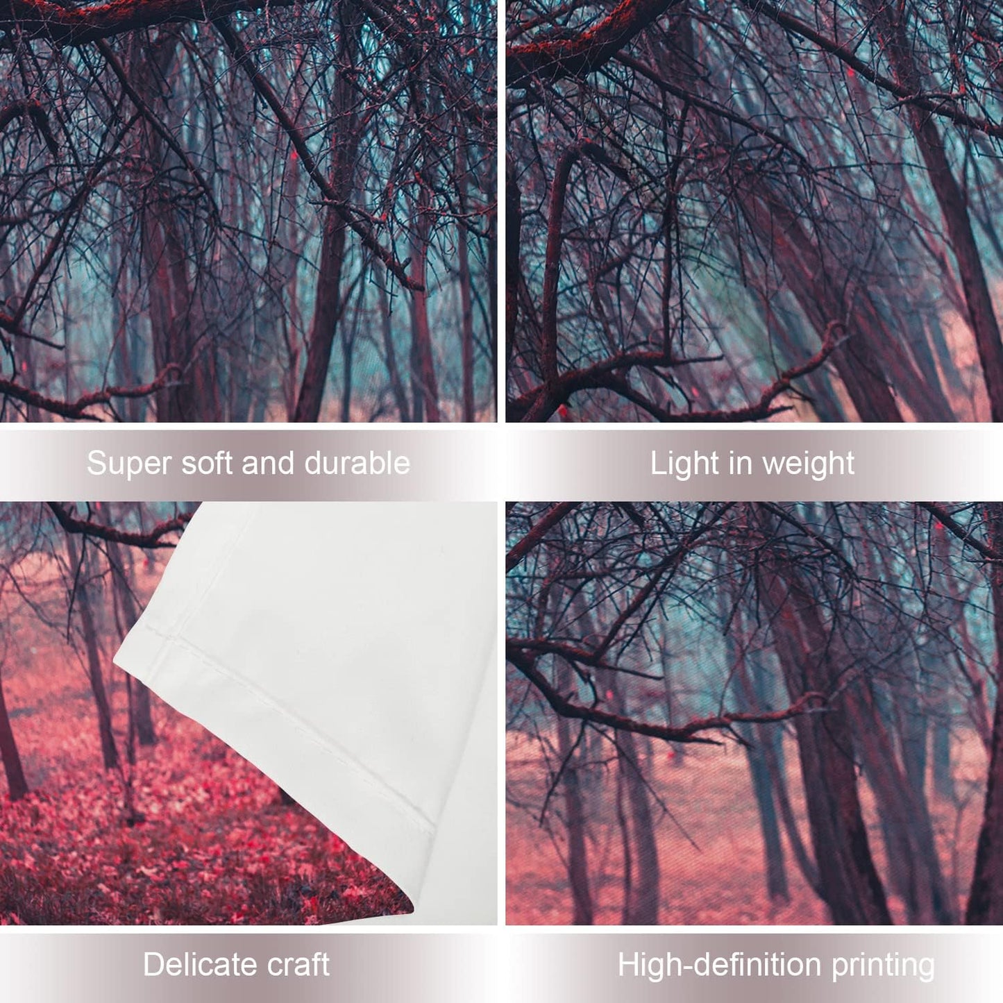 Shrahala Red Nature Stranger Wall Tapestry, Large Green Forest Moonlight Landscape, 59.1 x 82.7 in, Polyester Fiber