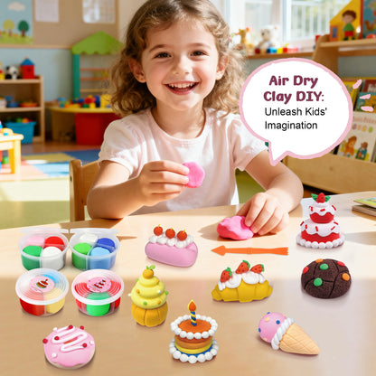 Air Dry Clay Kit for Kids 3-12 - 12 Boxes (48 Total Blocks) Non-Toxic Magic Molding Clay | Dessert-Themed DIY Set - No Baking, Mess-Free - Ideal for Family Time/Birthday Parties & Fine Motor Skills
